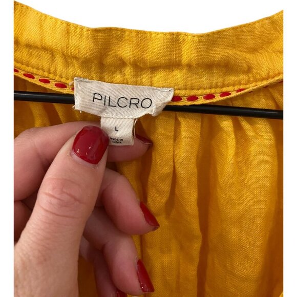 Anthropologie The Tatum Linen Flutter-Sleeve Blouse by Pilco Size Large - Picture 5 of 10